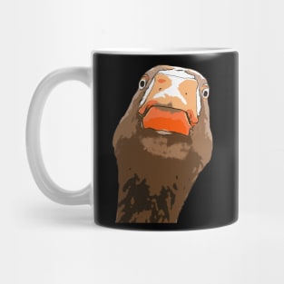 Brown Duck With Geeky Expressive Face Cartoon Style Mug